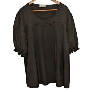 Carrdc Womens Black Short Sleeve Blouse 4X Polyester/Spandex Plus Size